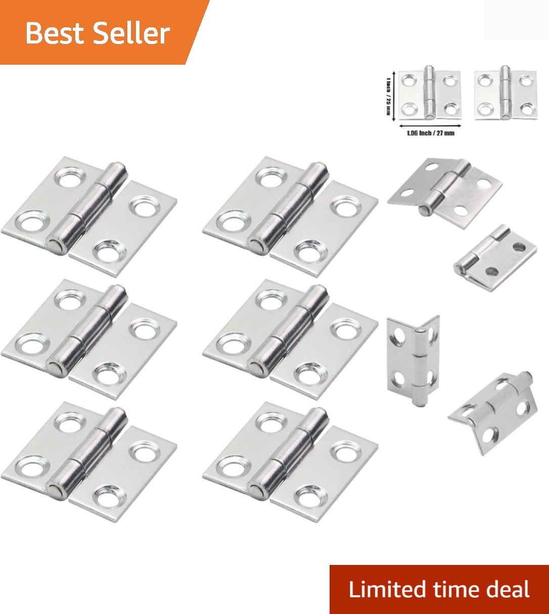 Stainless Steel Mini Door Hinges 1 Inch - Effortless Installation, 6 Pieces