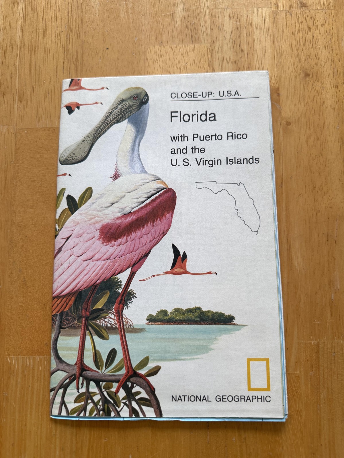 Vintage 1973 National Geographic Close-Up Florida Map Puerto Rico Virgin Islands
