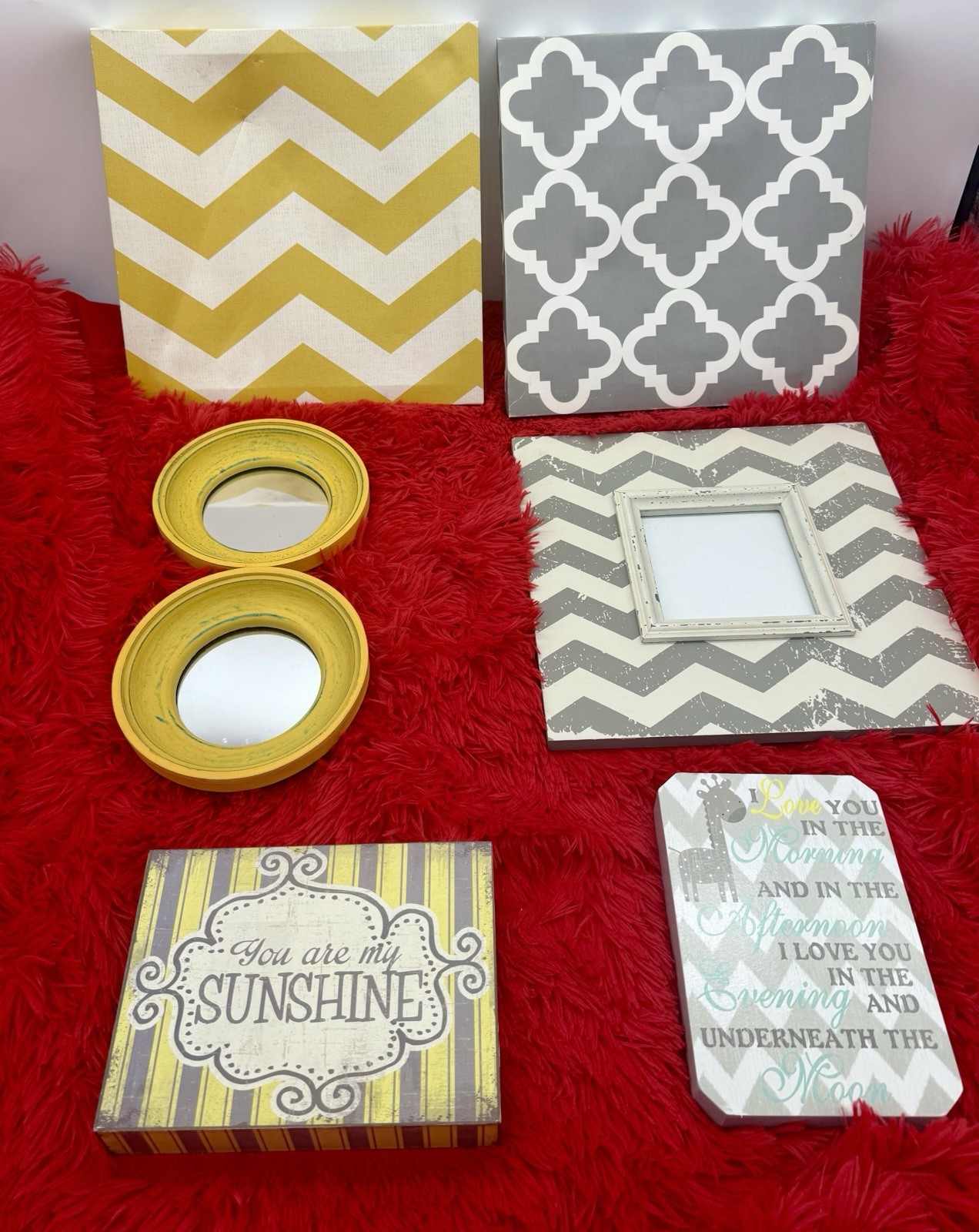 Baby Room Decor - Yellow & Gray - Mirrors,Wall Decor, Wood Figures,Picture Frame