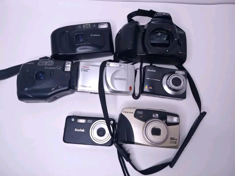 7 Camera Lot For Parts Or Repair Pentax Olympus Kodak EasyShare Minolta