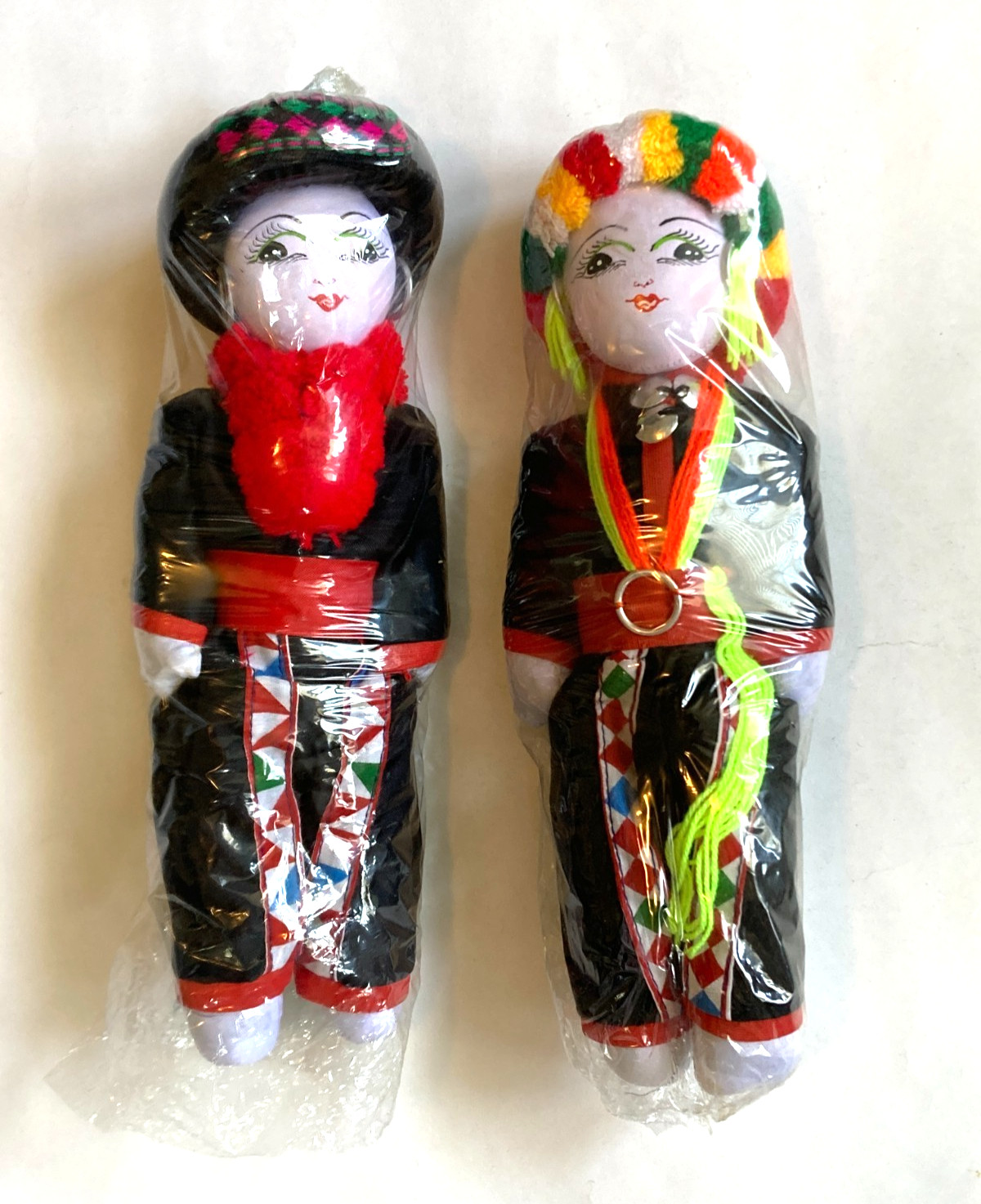 Traditional Thai Doll Set Yao Cloth Costume Handmade 10" Ethnic Folk Art - NEW