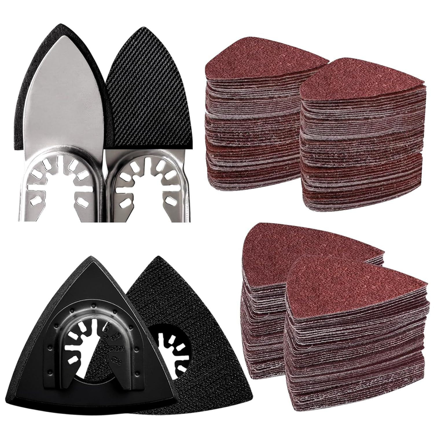 104Pcs Oscillating Tool Detail Sanding Pads Kit 2Pcs Triangle Sanding Pads and 2
