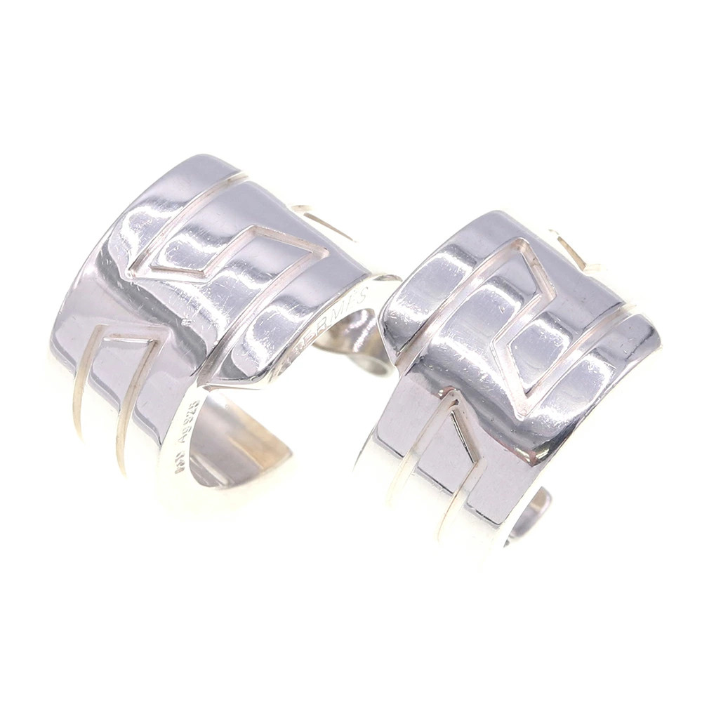 Hermes Earrings Italy SV Sterling Silver 925 Used Accessories Hoop Ladies Stud H