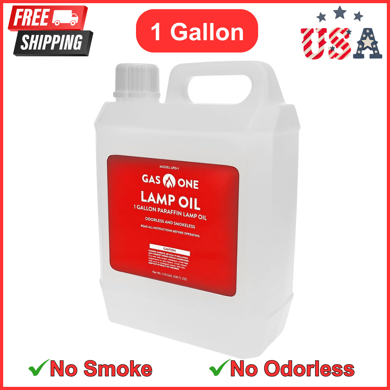 Liquid Paraffin Lamp Oil – 1 Gallon (128oz) Clear – Odorless, Smokeless Indoor