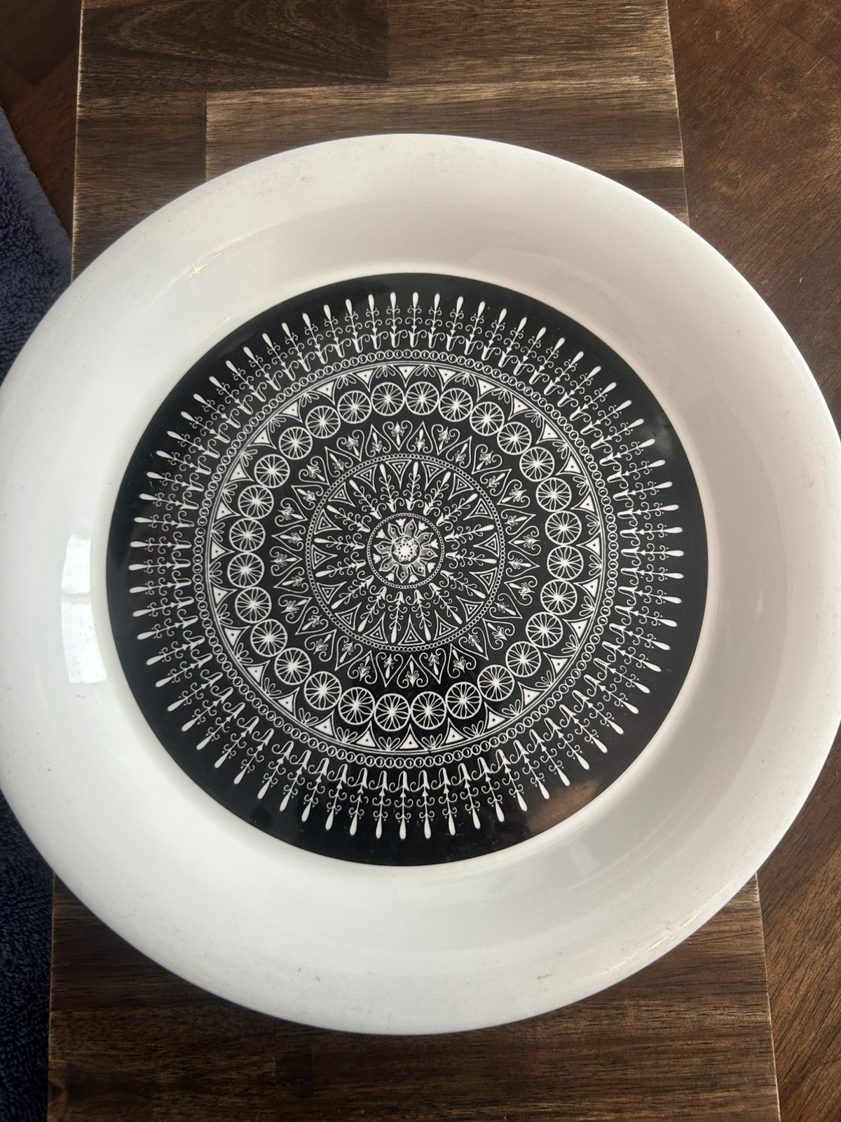 Shenango China Plates - Mandala Pattern - Black And White - Vintage 1960s