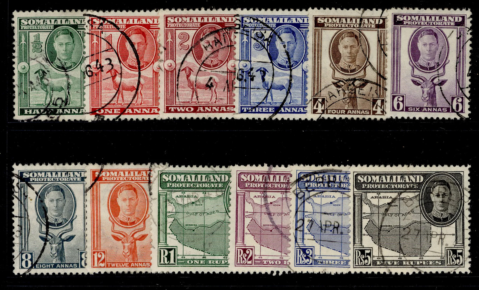 SOMALILAND PROTECTORATE GVI SG105-116, 1942 complete set, FINE USED. Cat £65.
