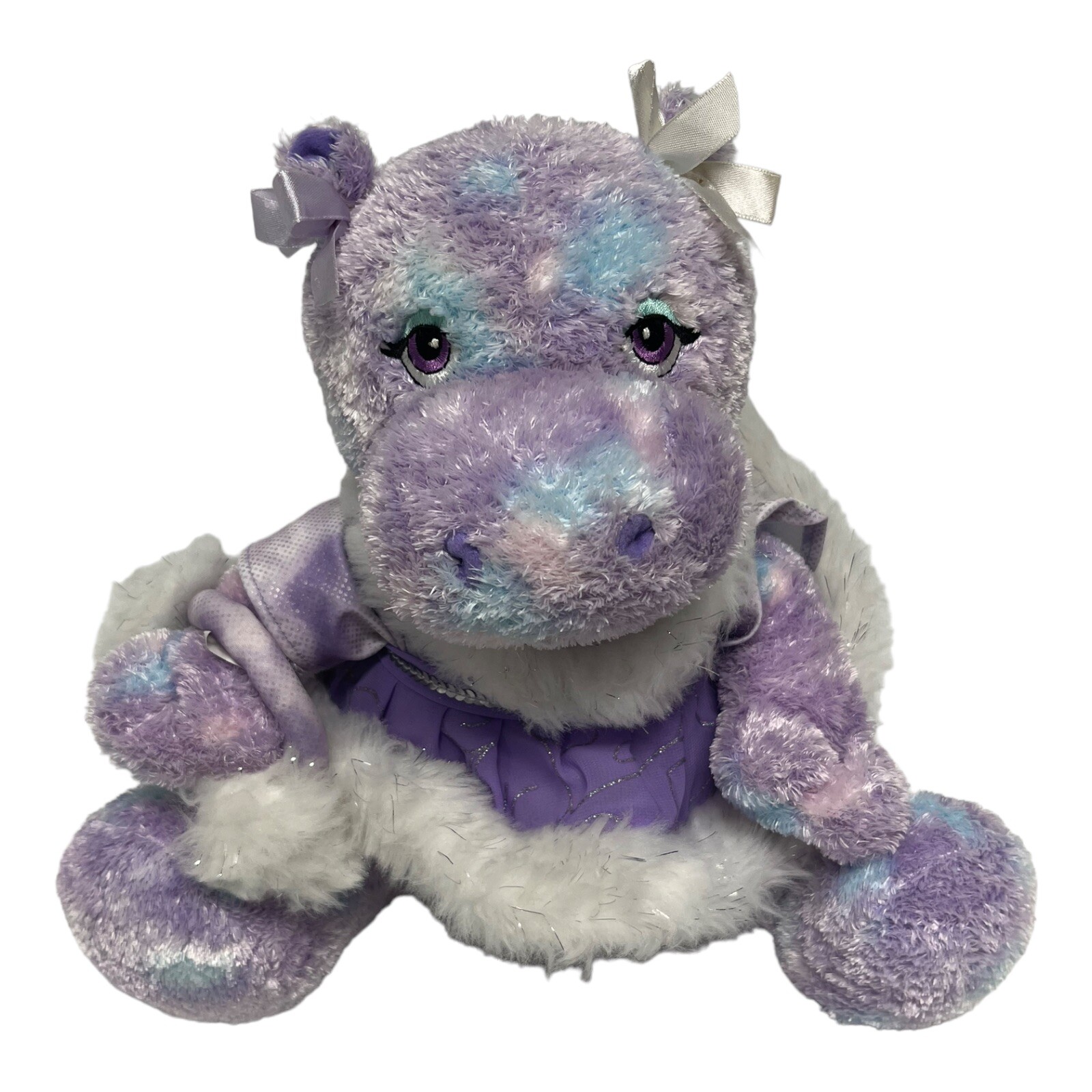 Build A Bear Purple Hippo Plush Stuffed Animal Hippopotamus 11" Purple Eyes