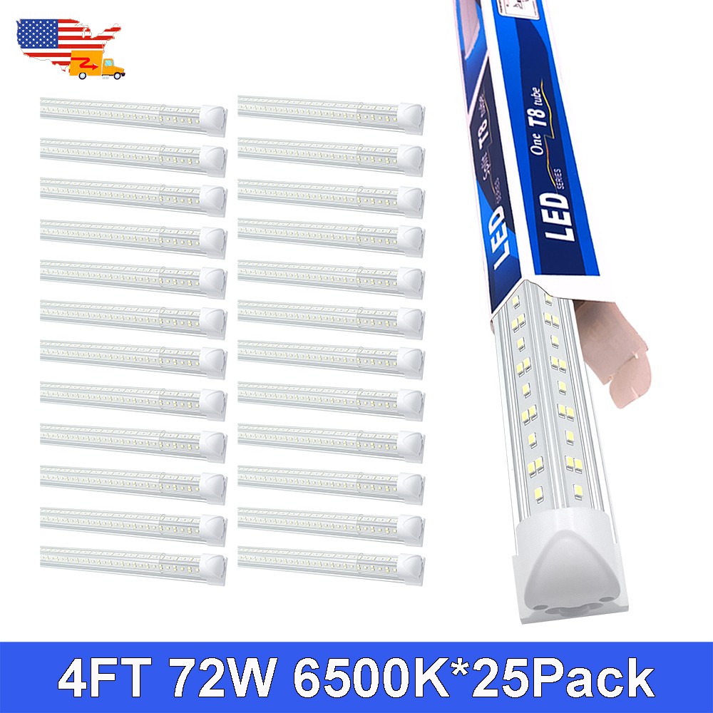 25 Pack 4Foot LED Shop Light 72W 6500K 4 Foot Led Light Bulbs T8 LED Tube 4FT