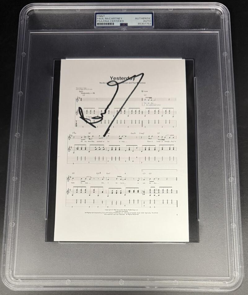 Paul McCartney Beatles Signed Autograph PSA/DNA Encapsulated Yesterday Lyrics