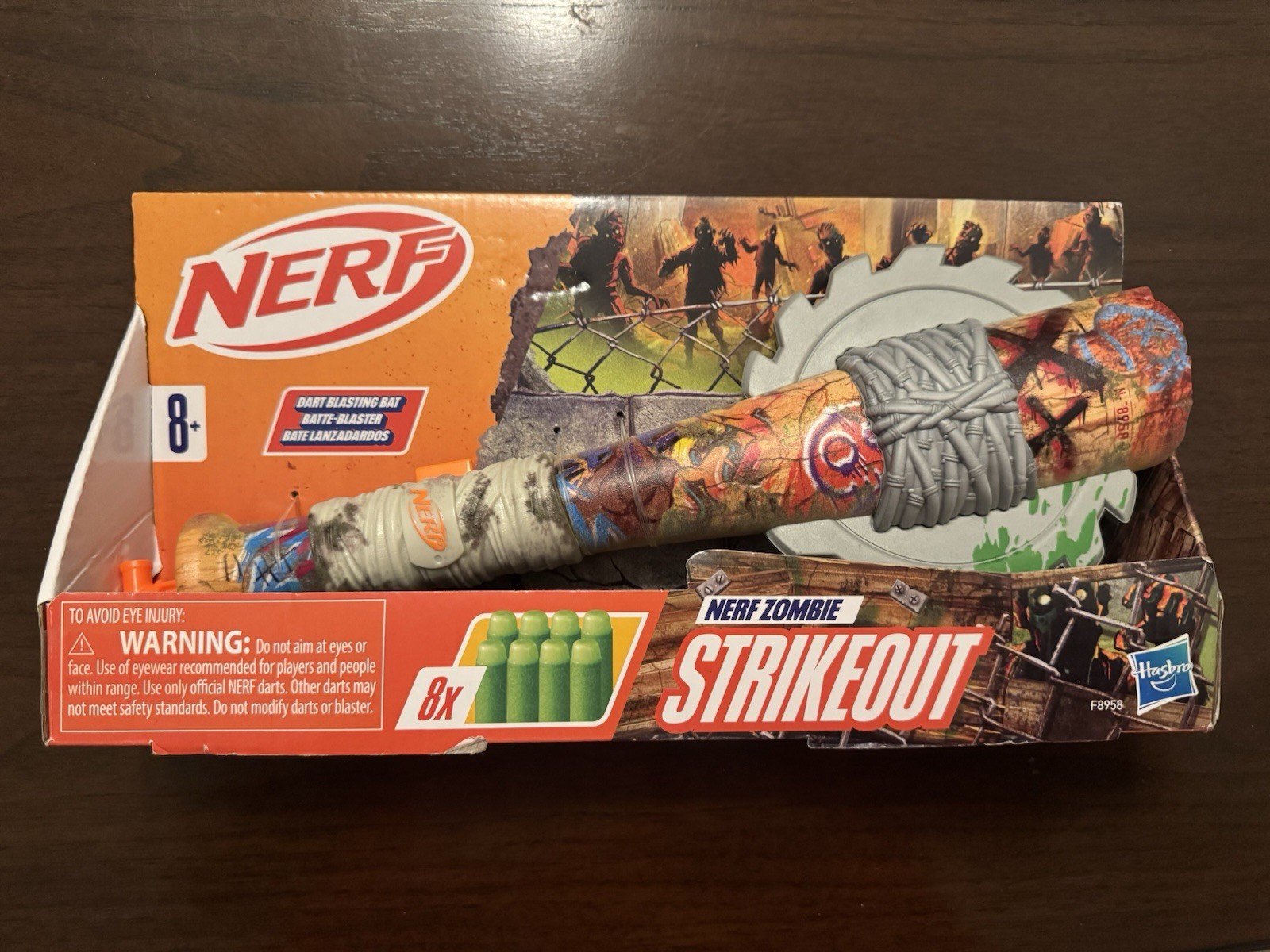 Brand New In Box Hasbro Nerf Zombie Strikeout Bat With Darts