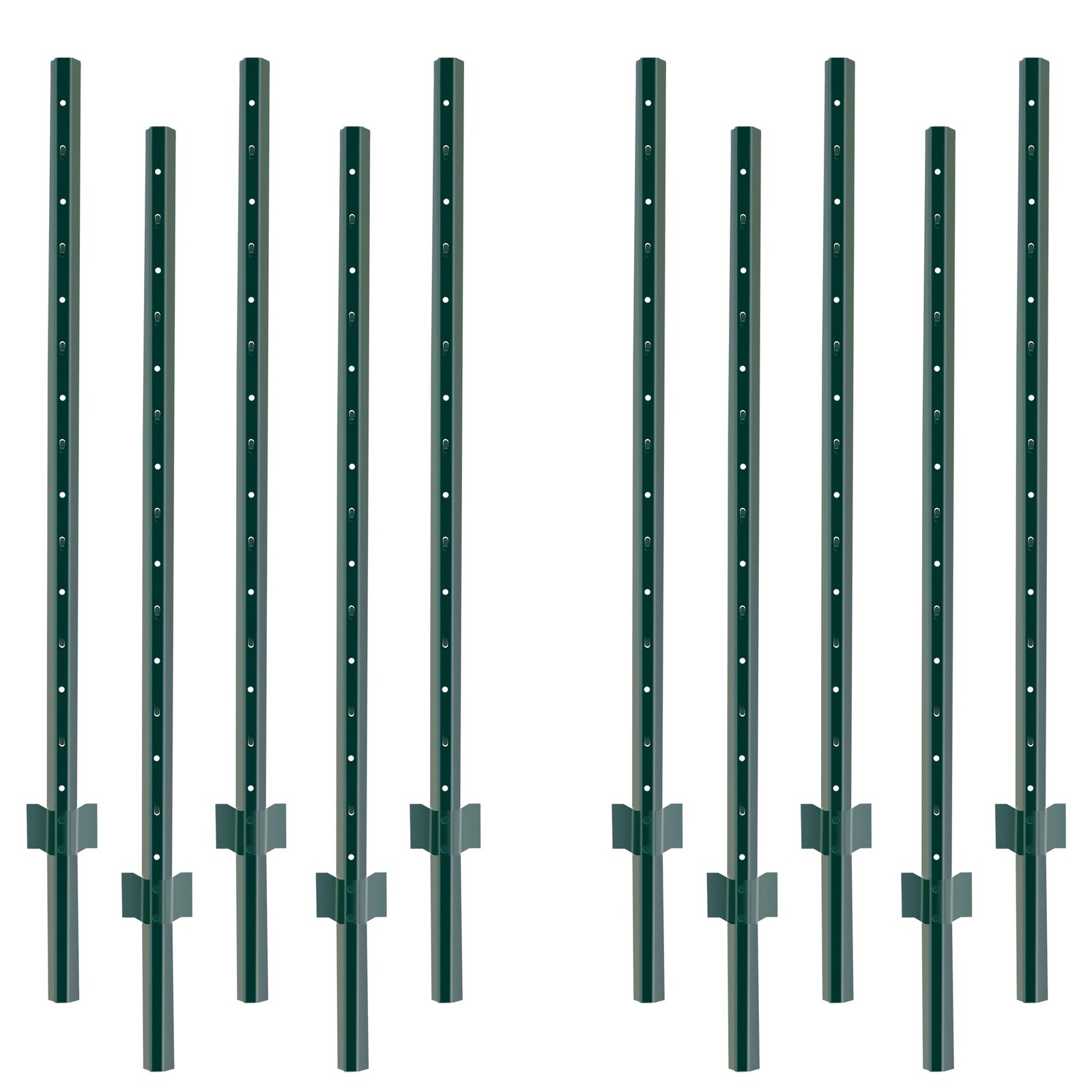 10 Pack Fence Post 4.8 Feet Height, Sturdy Duty T & U Post Metal Stakes for F...