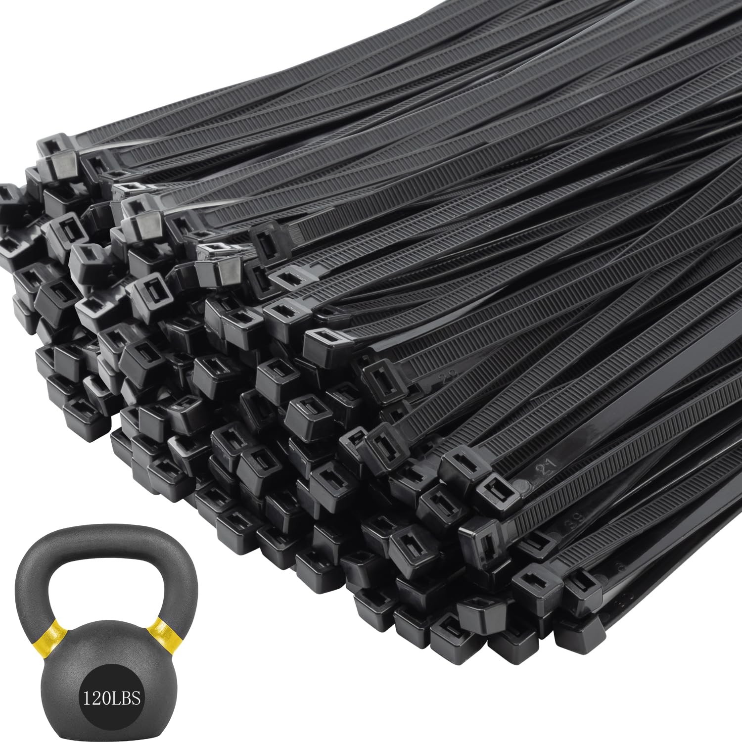 18 inch Black Zip Ties Heavy Duty 1000 PACK,120LBS Tensile Strength Self-Lock...