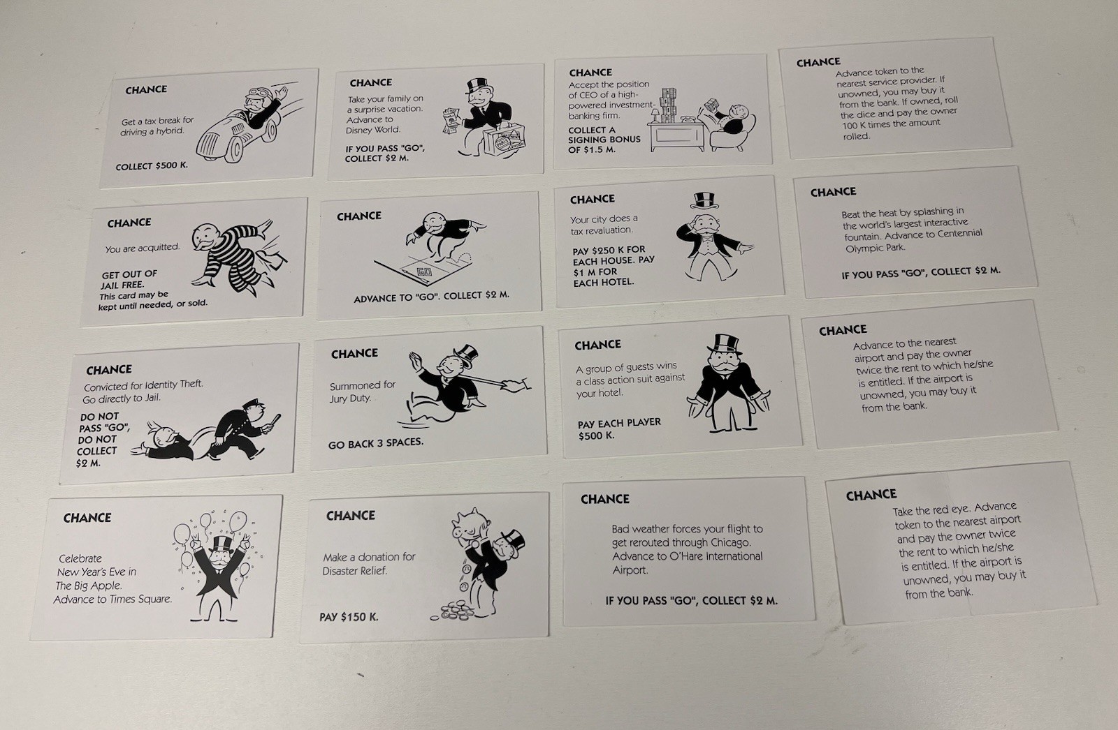 Monopoly Electronic Banking 2007 Replacement Parts - Complete Set Chance Cards