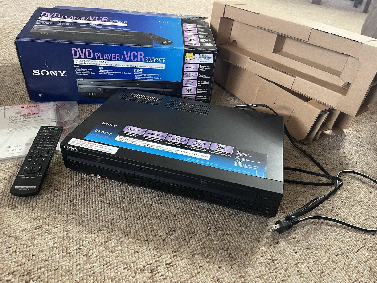 SONY SLV-D281p DVD VHS Combo Player Recorder VCR + Remote Manuals + BOX