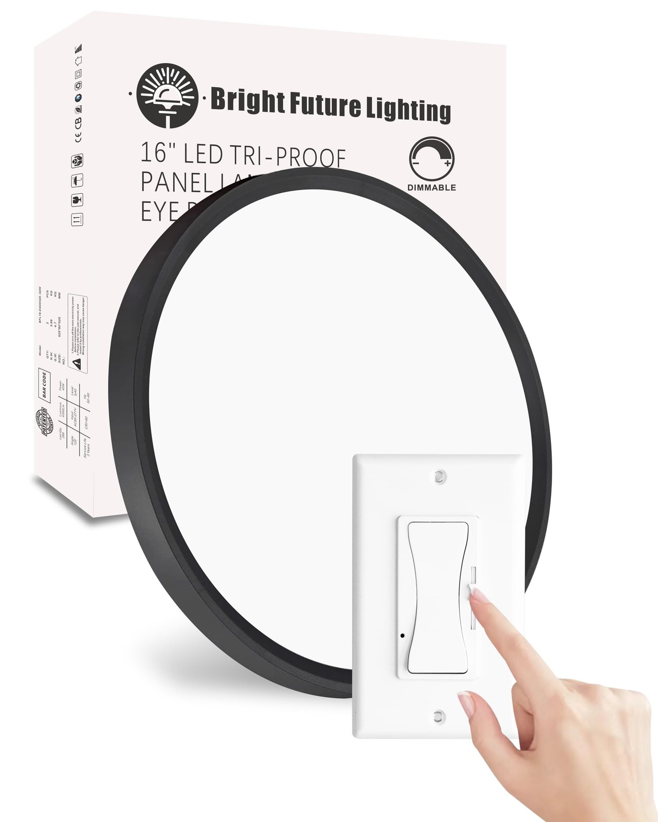 1Pack 16 Inch Dimmable LED Flush Mount Ceiling Light Panel,32W 3480LM,3000K/4...