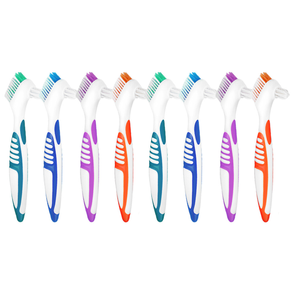 8PCS Denture Toothbrush Double Sided Toothbrush Denture Cleaning Brush