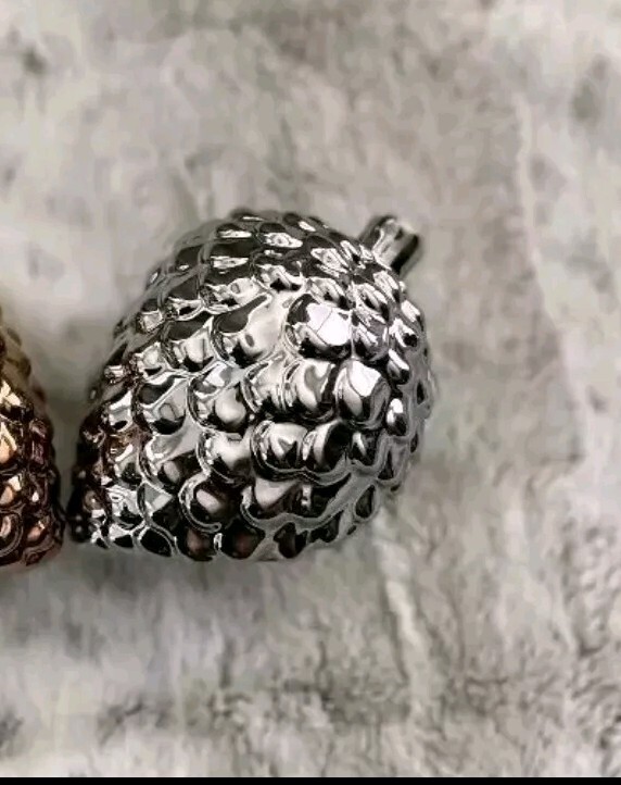 Silver Glass Pinecone Winter Decoration Real Life Size Winter Outdoor Cabincore