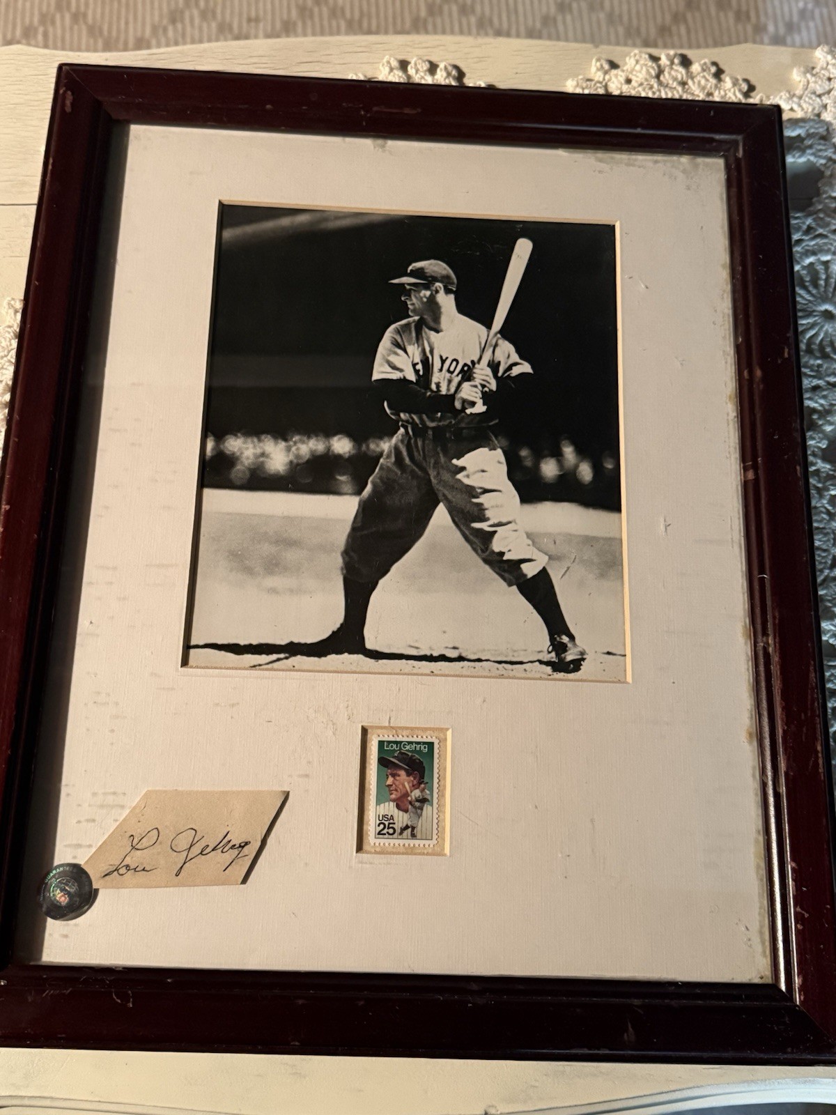Lou Gehrig Framed Reproduction – Not Authentic – Display Piece **See details**
