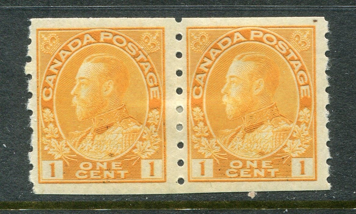 Canada #126 George V Coil Pair 1 C. [Mint Hinged]