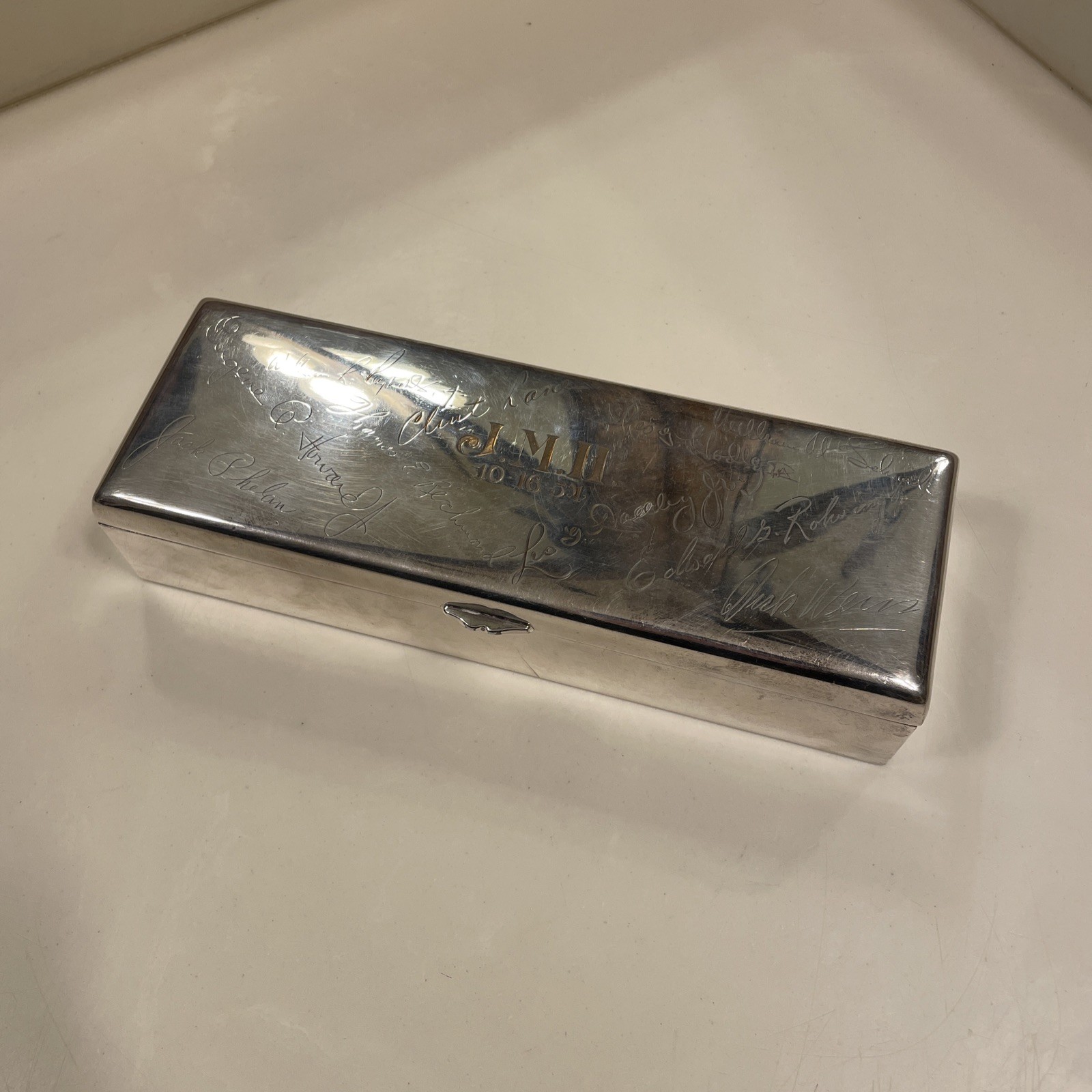 International Silver Co Cigar Cigarette Box 1954 Vintage