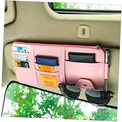 Car Sun Visor Organizer, Registration and Document Holder, Personal Pink