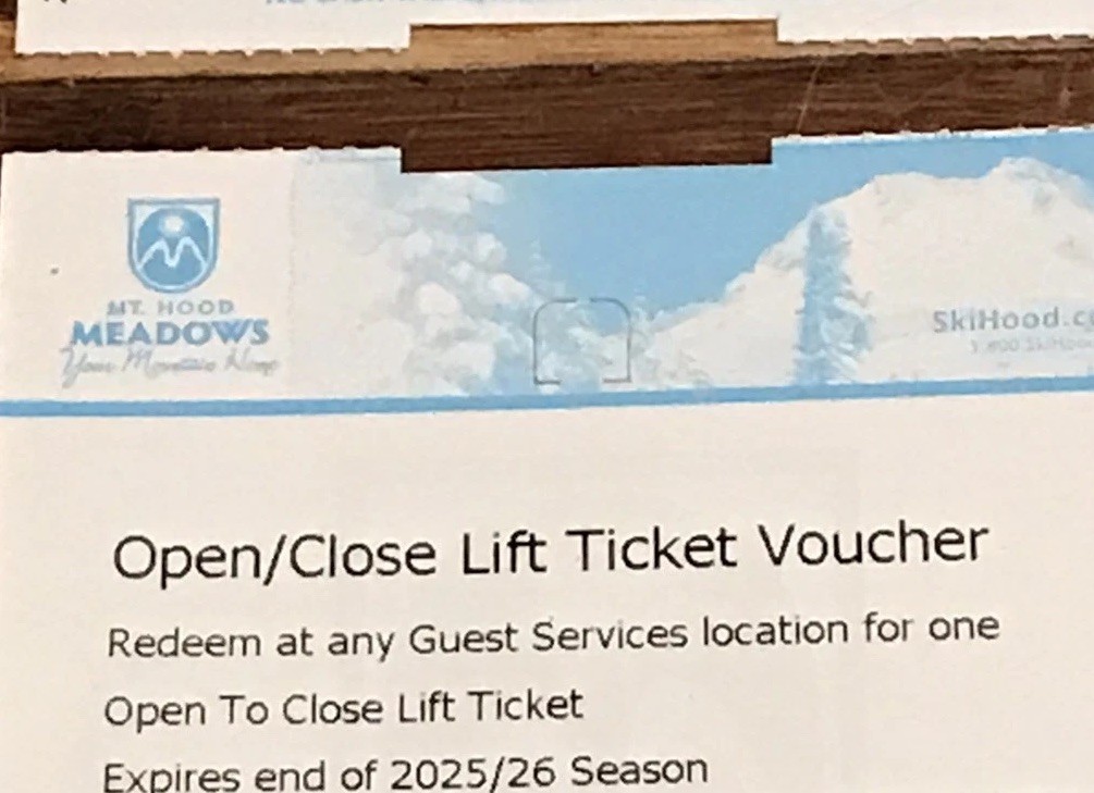 Mt Hood Meadows Ski Lift Ticket Lot Of 2 - Expires At End Of 2025/2026 Season