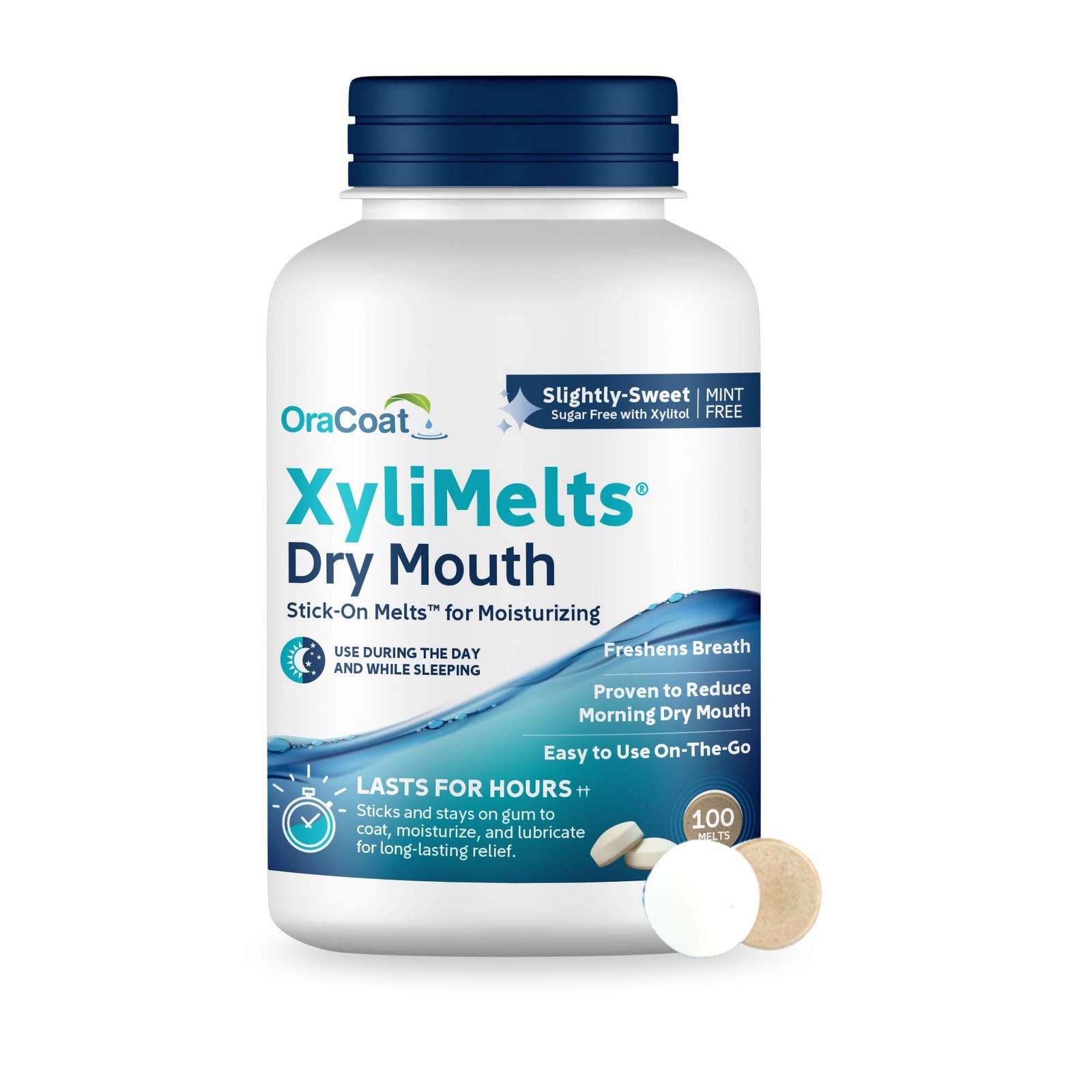 Oracoat XyliMelts for Dry Mouth Night 100 Count (Pack of 1), Slightly Sweet 