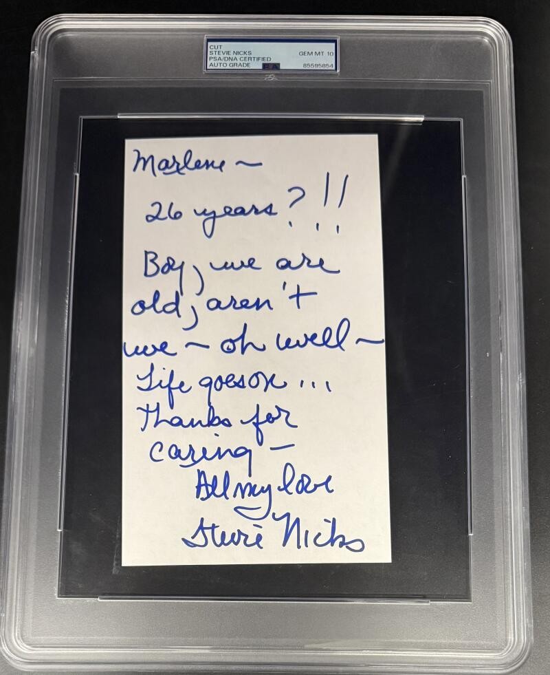Stevie Nicks Fleetwood Mac Signed Autograph PSA/DNA 7x9 Handwritten Note COA