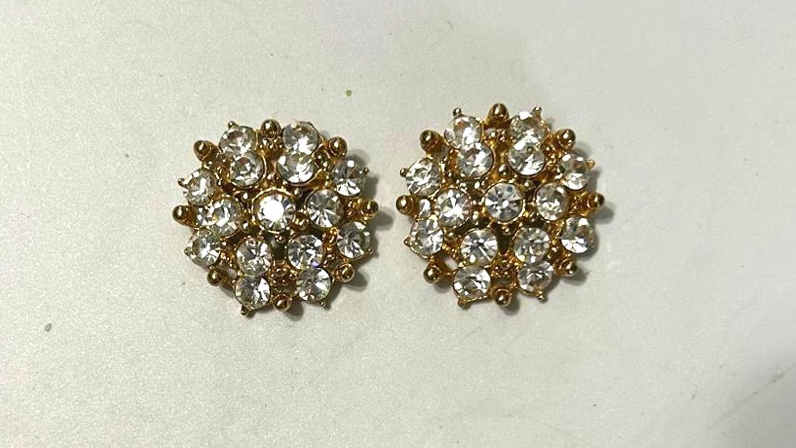 Vintage Bridal Shoe Clips Gold Tone Rhinestone Cluster | Retro Wedding Jewelry