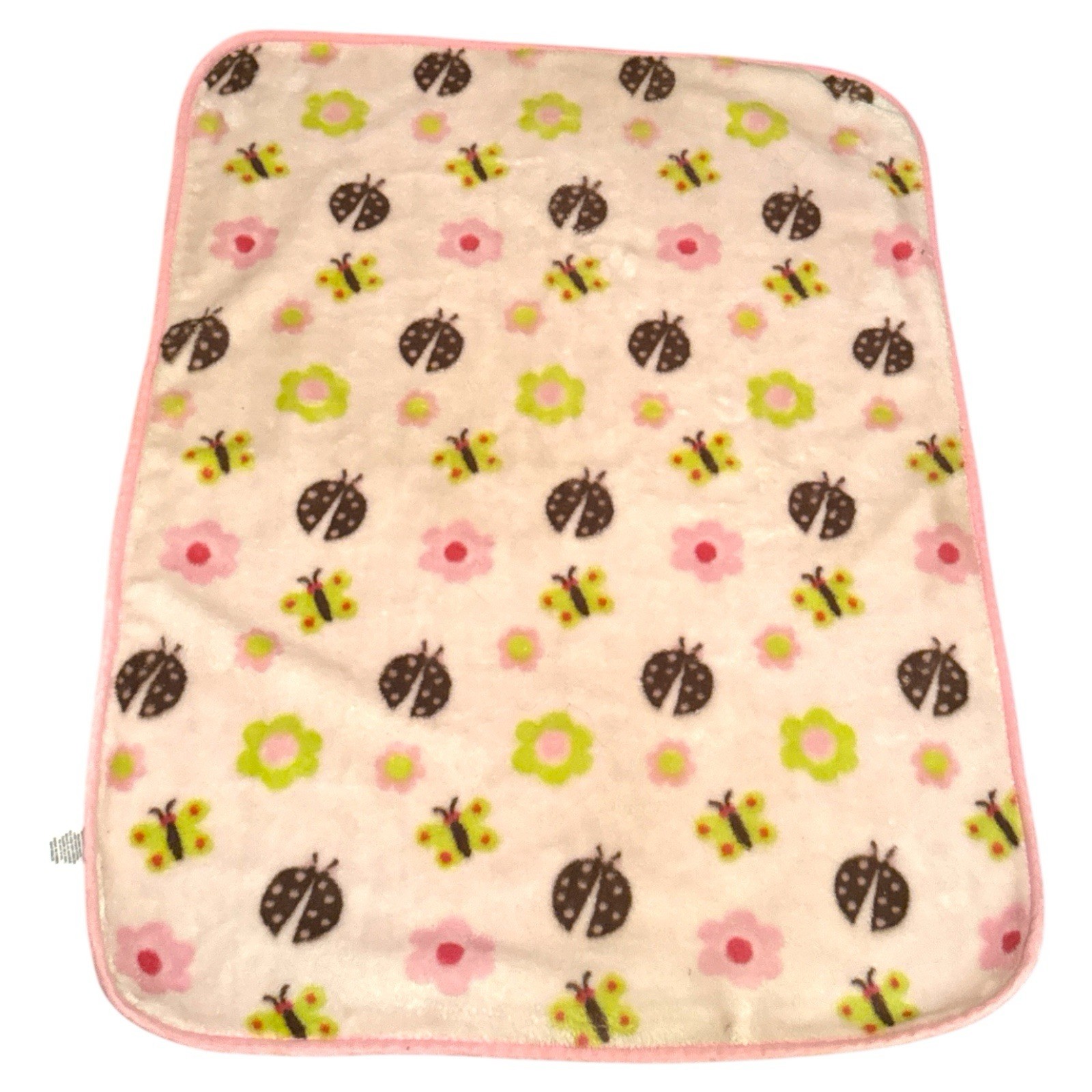 Manhattan Kids Pink Ladybug Flower Butterfly Baby Blanket Minky Soft 40x30