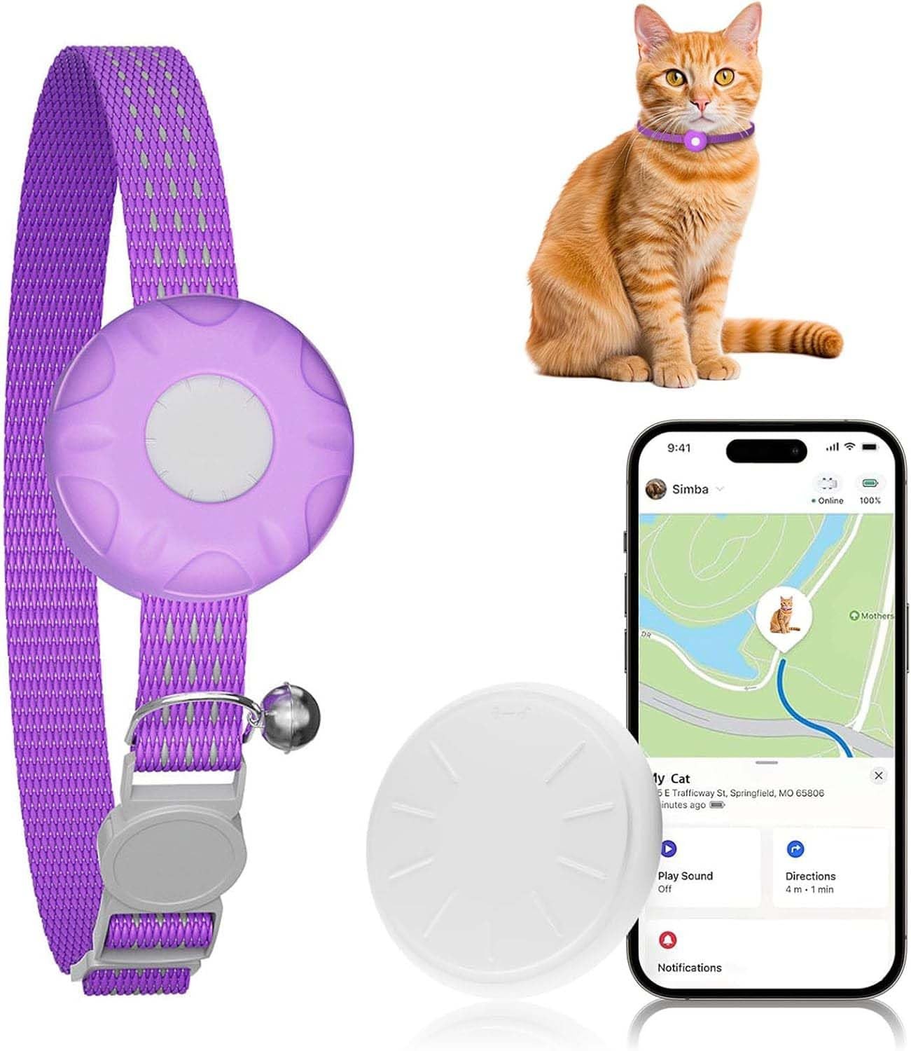 ZFSJTAG Smart Cat GPS Tracker, Cat Tracker Compatible with Apple Find My App ...