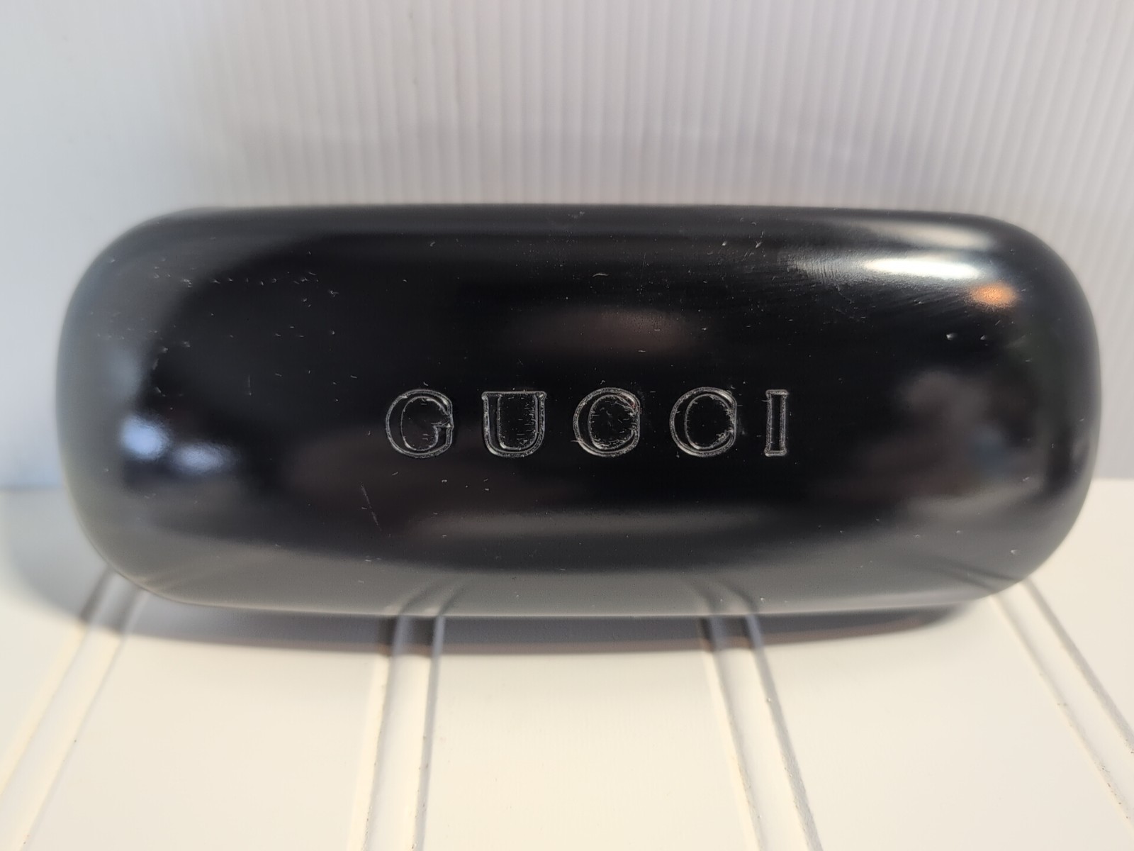GUCCI Eyeglasses Hard Clam Case Authentic Black w/black Interior Sunglasses