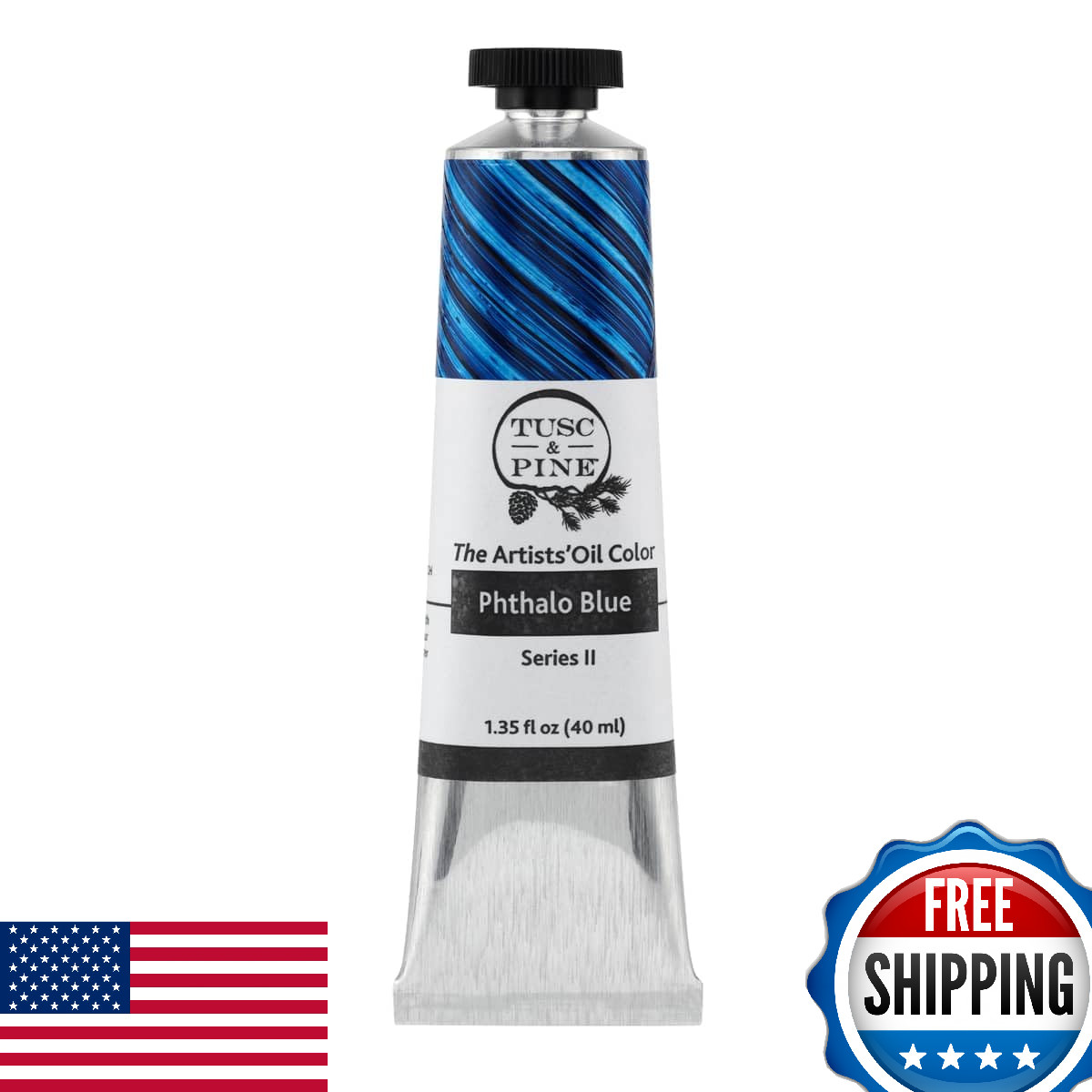 Tusc & Pine Artist Oil Paint - Phthalo Blue, 40 ml, Non-Yellowing, Rich & Creamy