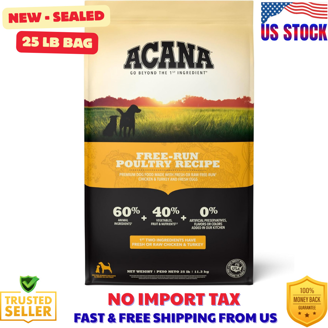 ACANA Free-Run Poultry Recipe Grain-Free Dry Dog Food, 25lb