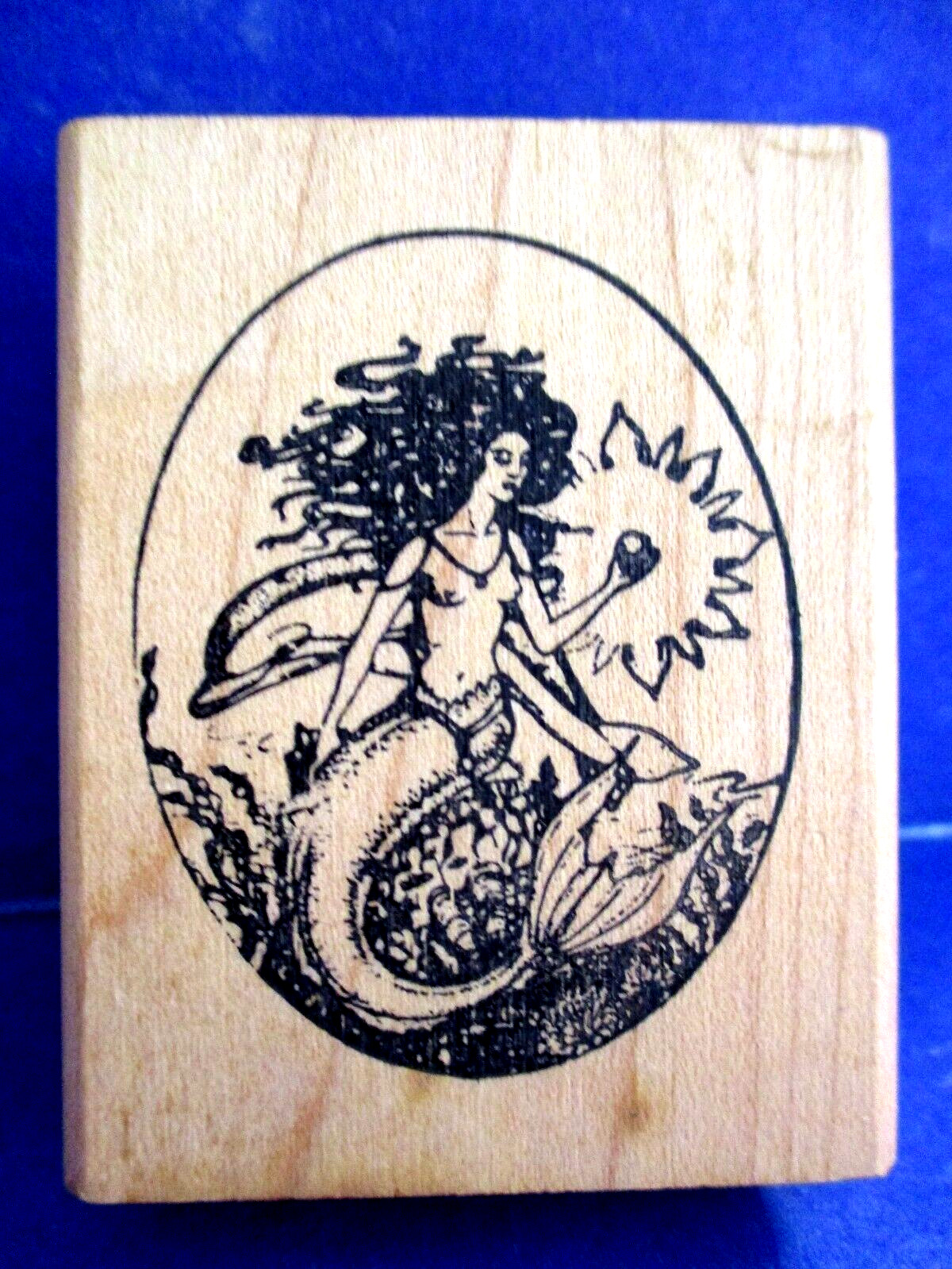 MERMAID NYMPH GOOD STAMPS RUBBER STAMP WOOD MTD