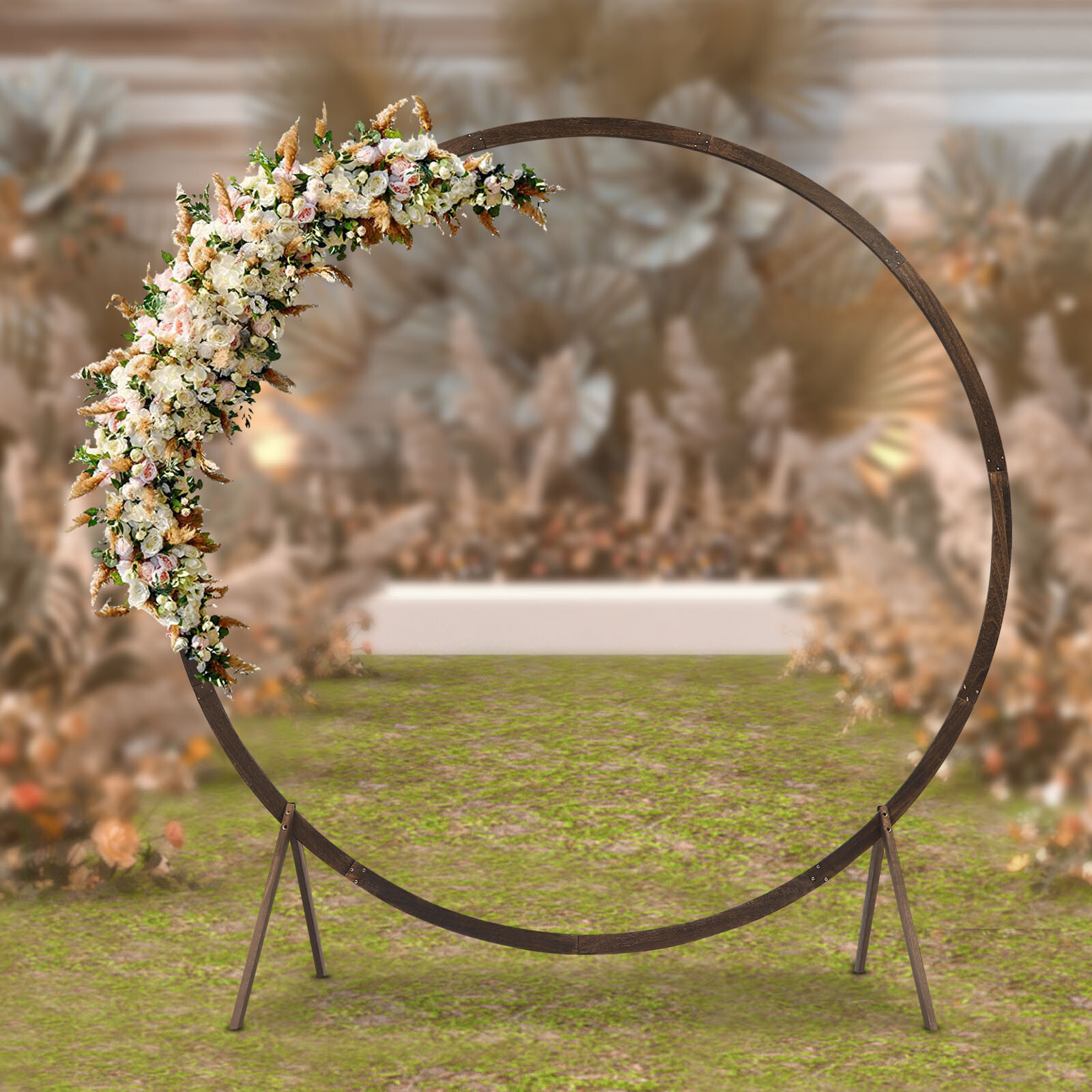 Elegant Wooden Arch for Outdoor Lawn Wedding Party Solid Structure Plant Stand
