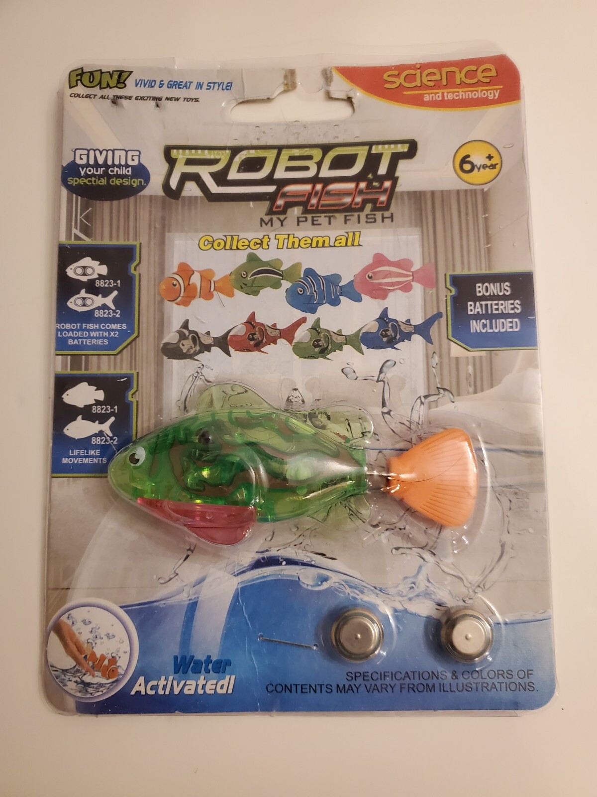 ROBOT FISH MY PET FISH GREEN FISH ORANGE TAIL WATER ACTIVATED NEW