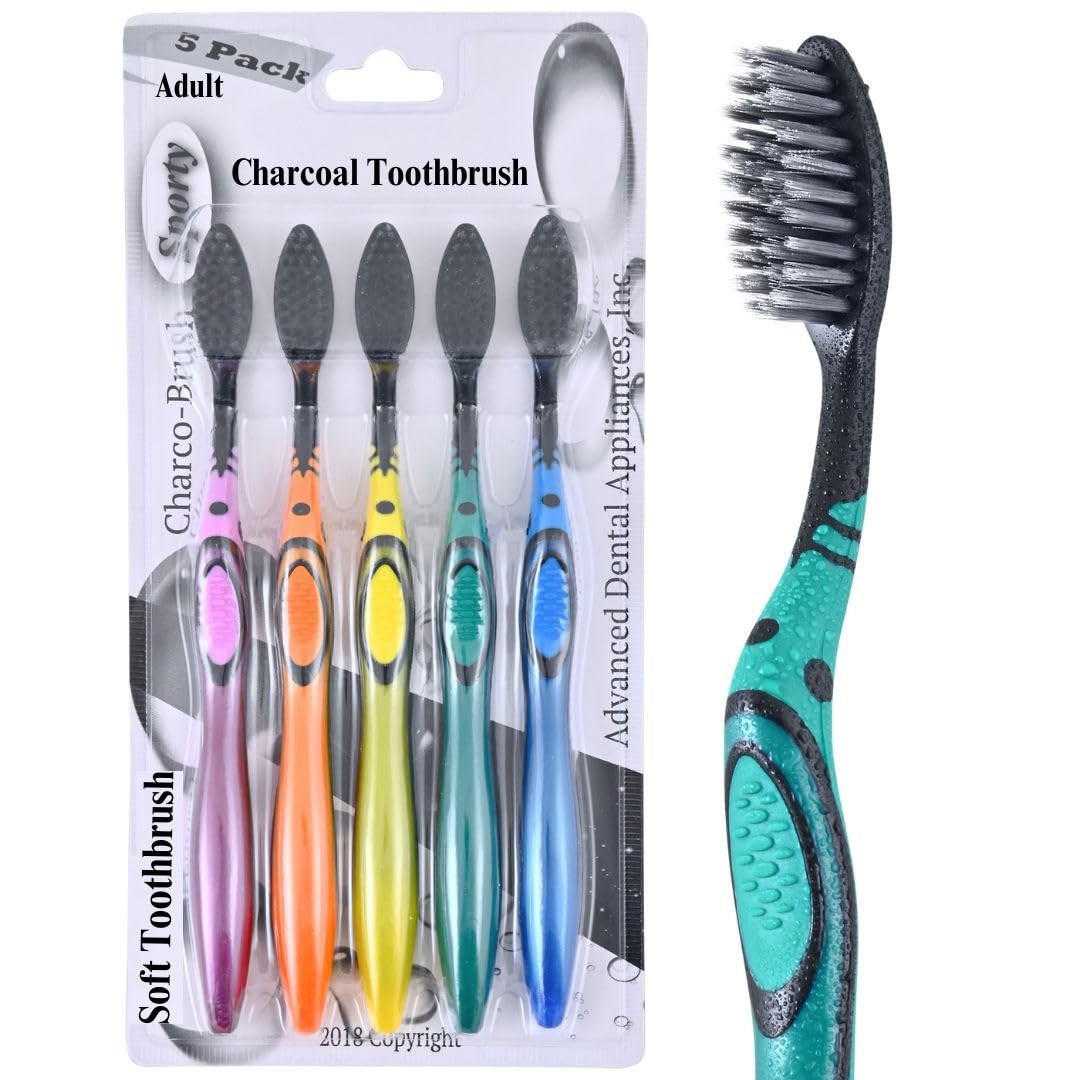 BRUSH ADA Cavity Defense Activated Charcoal Toothbrush 5  pack