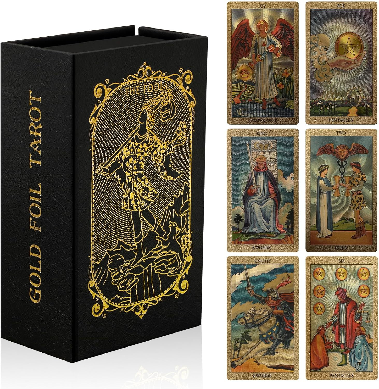 78 Tarot Cards with Guide Book,Rider Waite Tarot Deck,Gold Foil Tarot Cards Deck