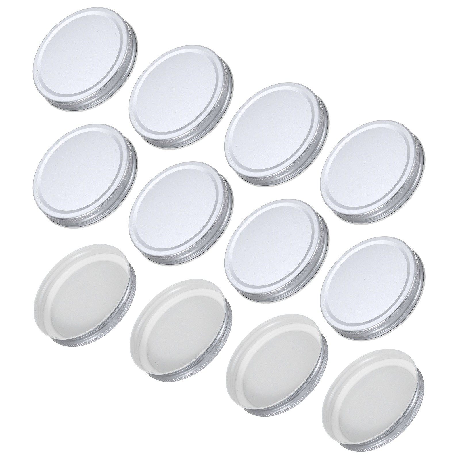 12Pcs Tinplate Canning Lids with Label for Regular Mason Jar Silver(86mm)