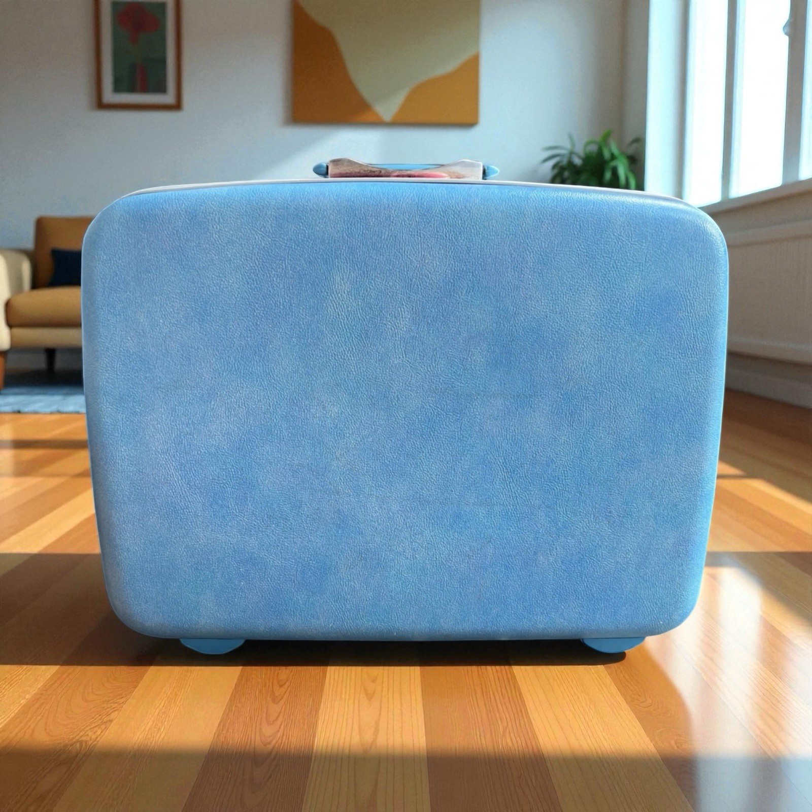 Vtg Samsonite Silhouette Aqua Blue 20” Hard Shell Luggage Suitcase WITH 2 keys