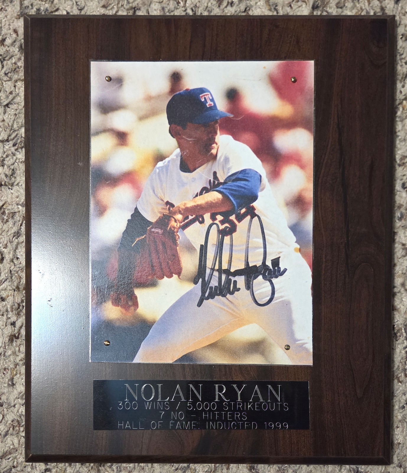 Nolan Ryan Autographed 8x10 Photo Plaque