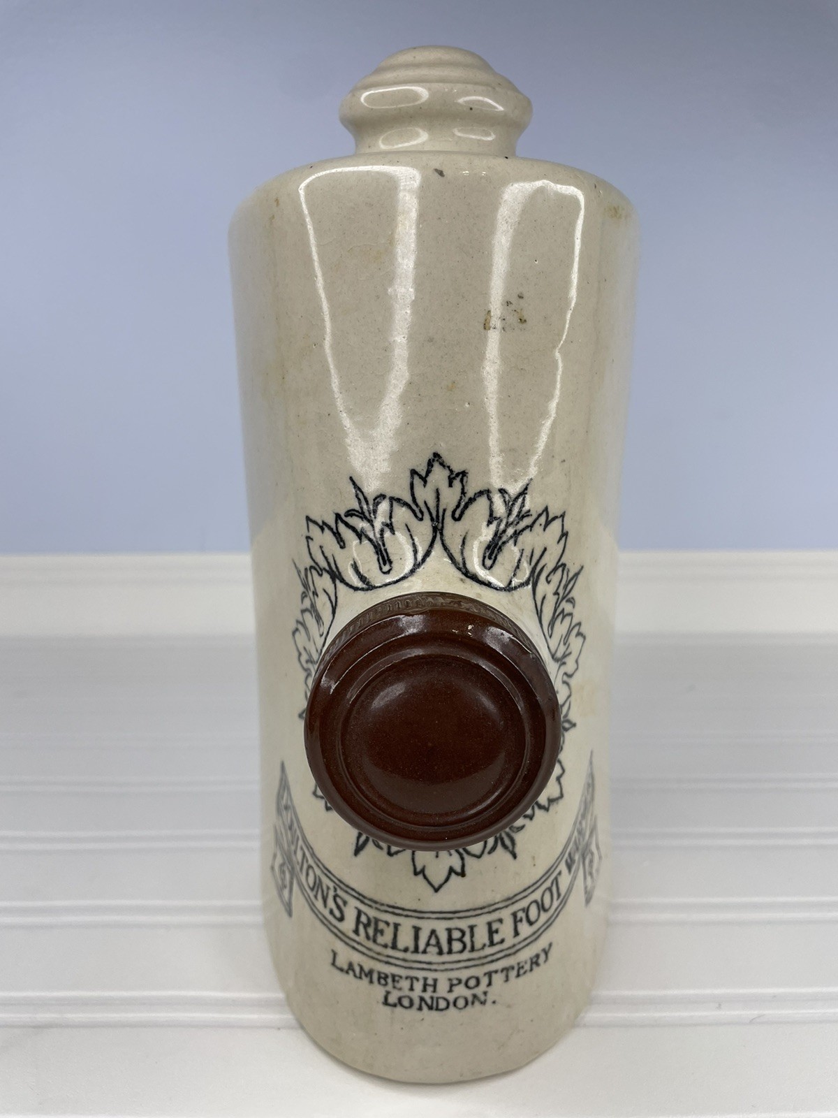 Antique 1881 Lambeth Stoneware Doulton's Hot Water Foot Warmer London England