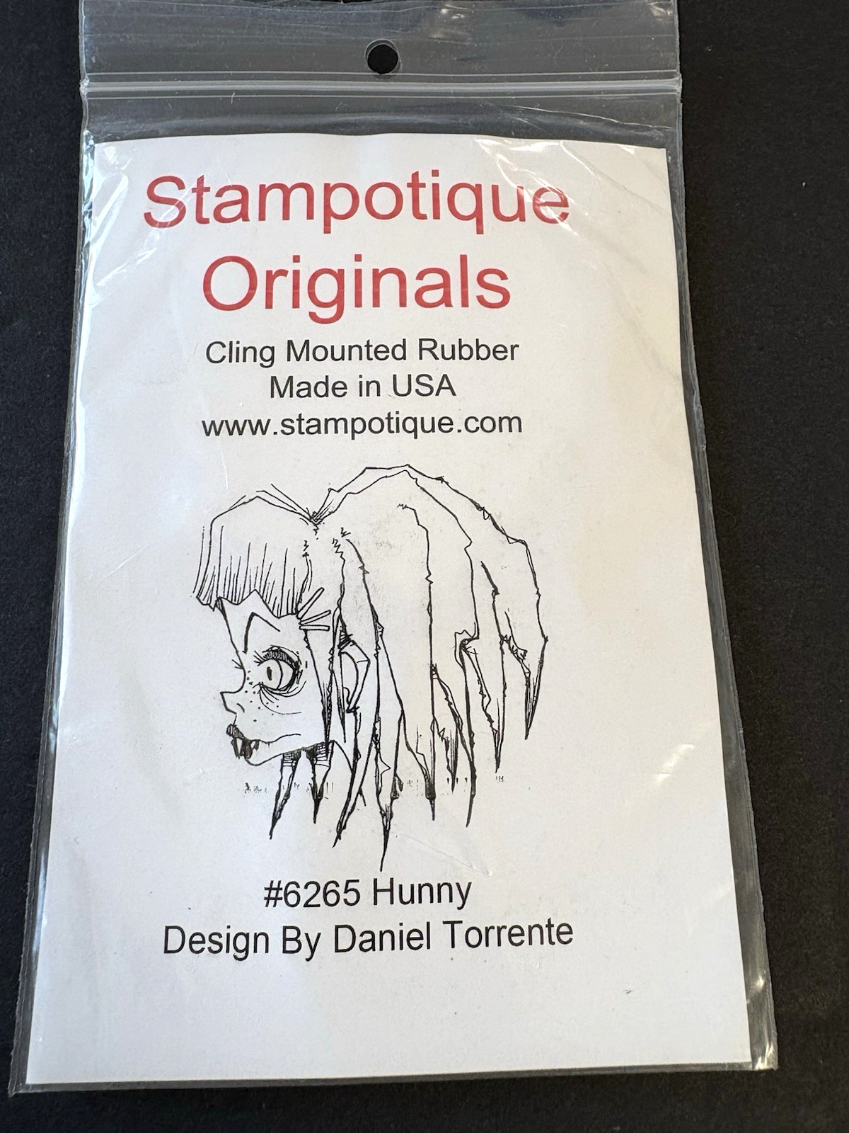 Stampotique Hunny Quirky Fangs Goth Girl Daniel Torrente New Cling Rubber Stamp