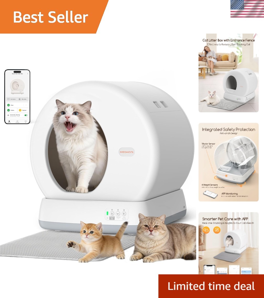 Luxury Self-Cleaning Cat Litter Box with APP Control & Safety Sensors for 6 Cats