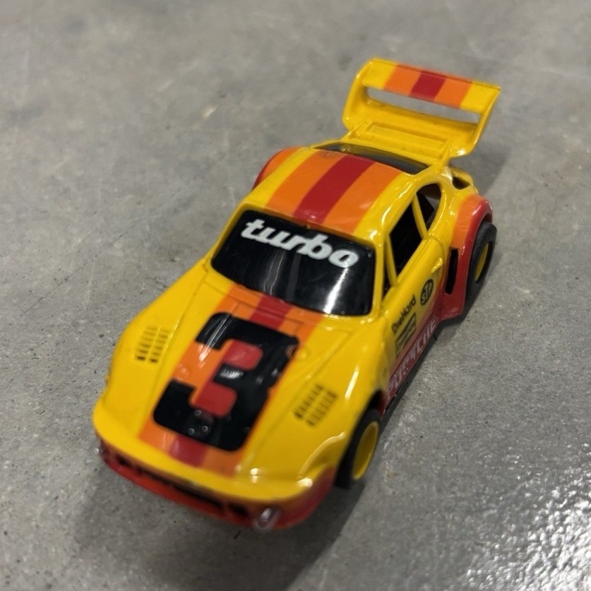 Porsche Turbo HO Scale Slot Car Yellow Red