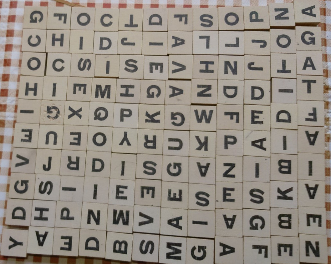 120 Wood LETTER Tiles FOR ANAGRAM, SCRABBLE OR CRAFT USE Black Letters LOT C