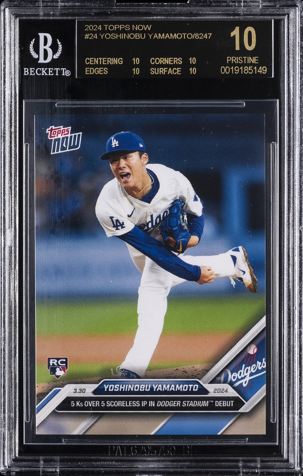 2024 TOPPS NOW #24 YOSHINOBU YAMAMOTO/8247 BGS 10 BLACK LABEL