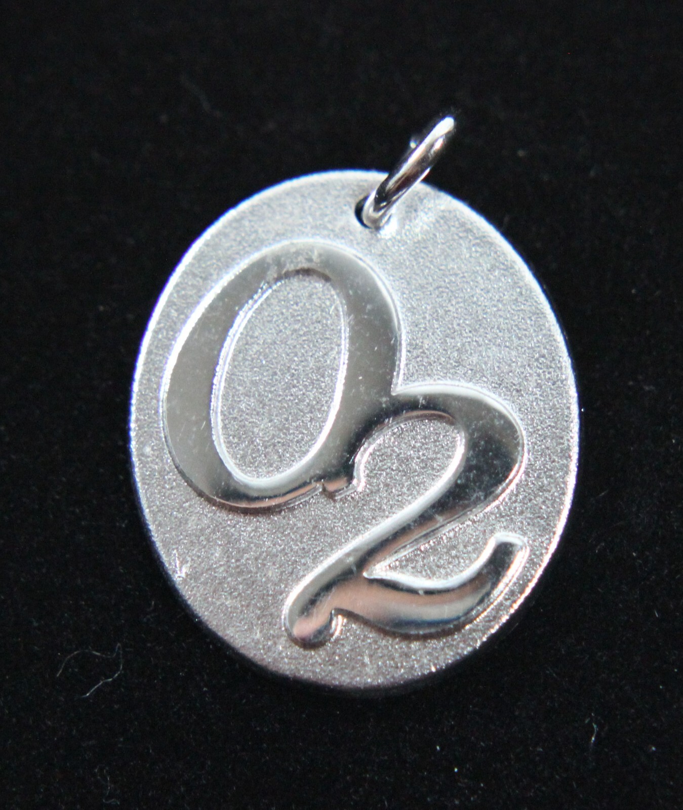 Vintage Number 02 Oval Charm Pendant Sterling Silver