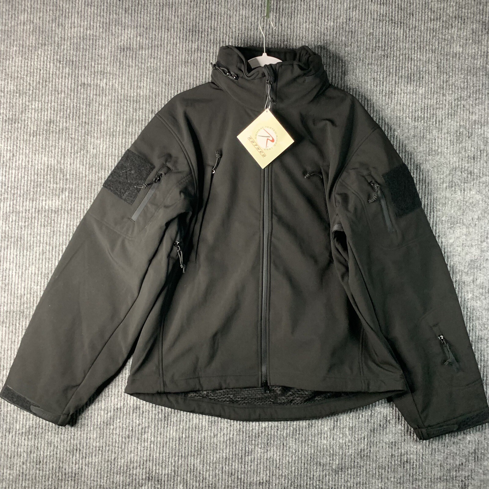 New Rothco Special Ops Soft shell Tactical Jacket Men’s Large Black Hooded